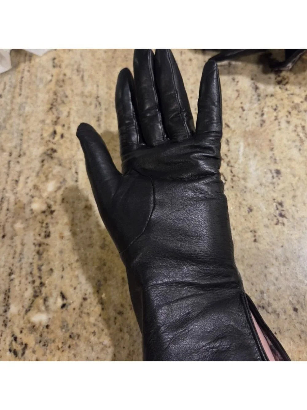 Merona Women's M/L Black Soft Leather Gloves Animal Print Lined